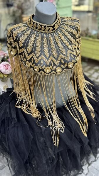 Şehrazat Butik Tasarım Elişi İşleme Gold Pelerin