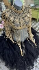 Şehrazat Butik Tasarım Elişi İşleme Gold Pelerin