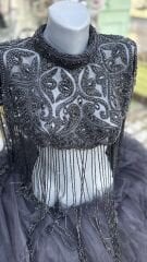 Şehrazat Butik Tasarım Elişi İşleme Siyah Pelerin