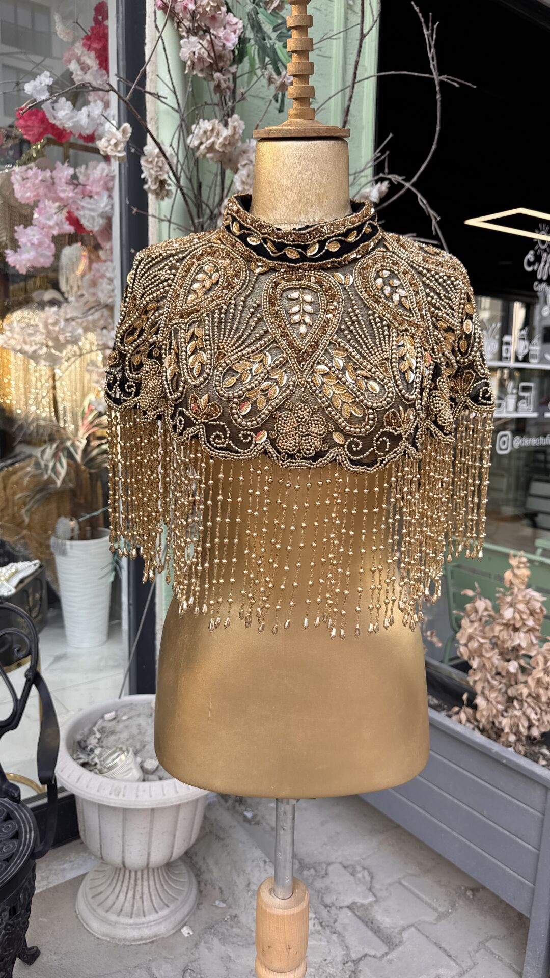 Şehrazat Tasarım Elişi Pelerin (GOLD)