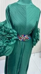 Şehrazat Butik Tasarım Kolu Güllü İthal Elbise (KEMER DAHİL DEĞİLDİR)