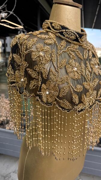 Şehrazat Tasarım Elişi Pelerin (GOLD)