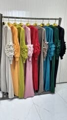 Şehrazat Butik Tasarım Kolu Güllü İthal Elbise (KEMER DAHİL DEĞİLDİR)