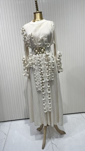 Şehrazat Butik Tasarım Fırfırlı Elbise (KEMER DAHİL DEĞİLDİR)