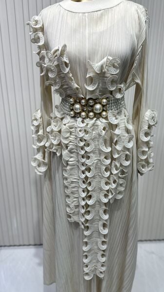 Şehrazat Butik Tasarım Fırfırlı Elbise (KEMER DAHİL DEĞİLDİR)