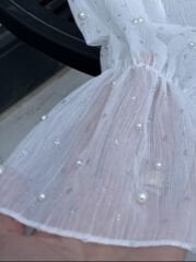 Şehrazat Butik İnci Detaylı Volanlı Tasarım Gömlek