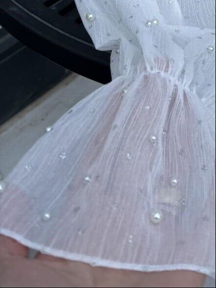 Şehrazat Butik İnci Detaylı Volanlı Tasarım Gömlek