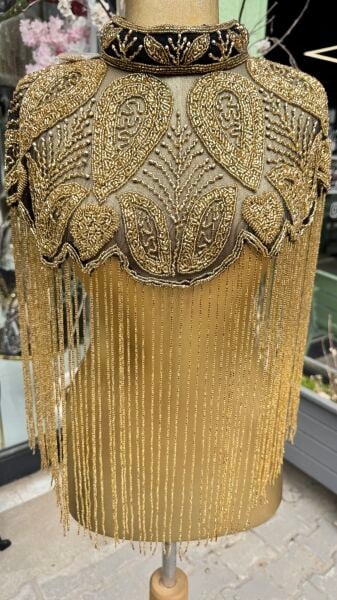Şehrazat Tasarım Elişi Pelerin (GOLD)