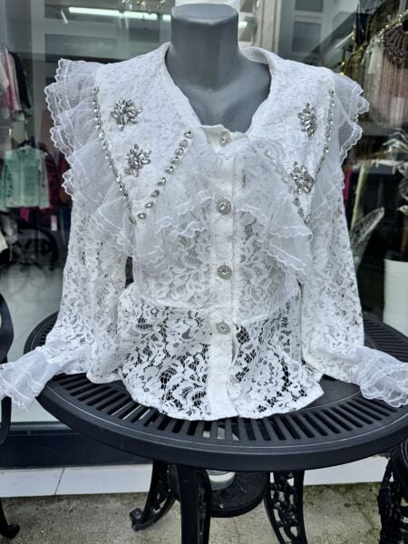 Şehrazat Butik Yaka Detaylı Tasarım Gömlek (89286)