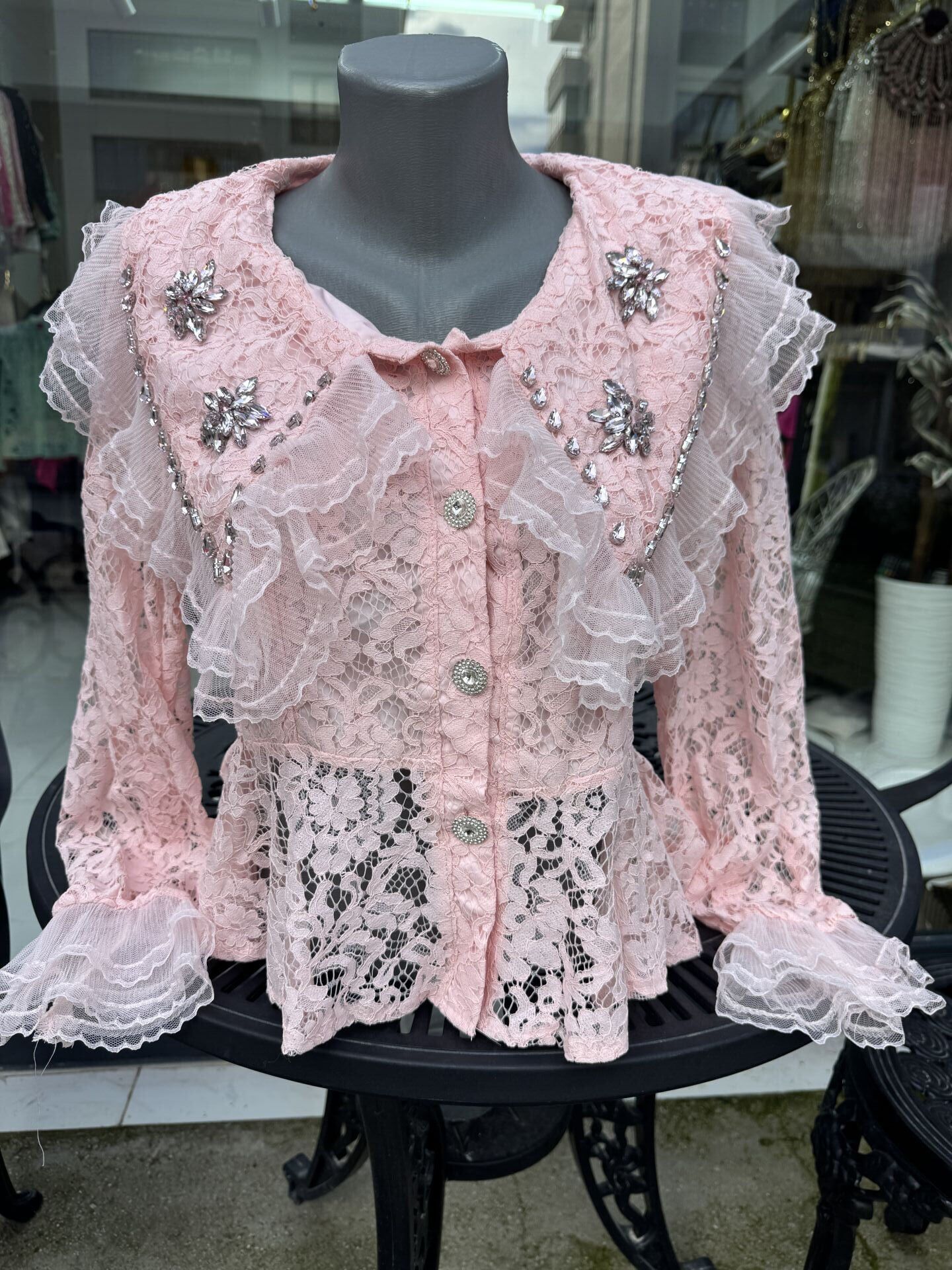 Şehrazat Butik Yaka Detaylı Tasarım Gömlek (89286) Pudra