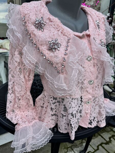 Şehrazat Butik Yaka Detaylı Tasarım Gömlek (89286) Pudra