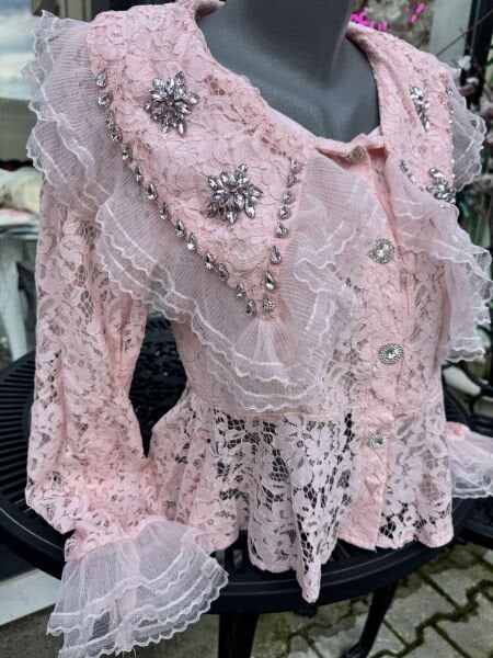 Şehrazat Butik Yaka Detaylı Tasarım Gömlek (89286) Pudra Standart