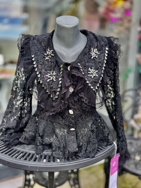 Şehrazat Butik Yaka Detaylı Tasarım Gömlek(89286) Siyah