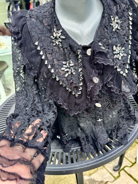 Şehrazat Butik Yaka Detaylı Tasarım Gömlek(89286) Siyah