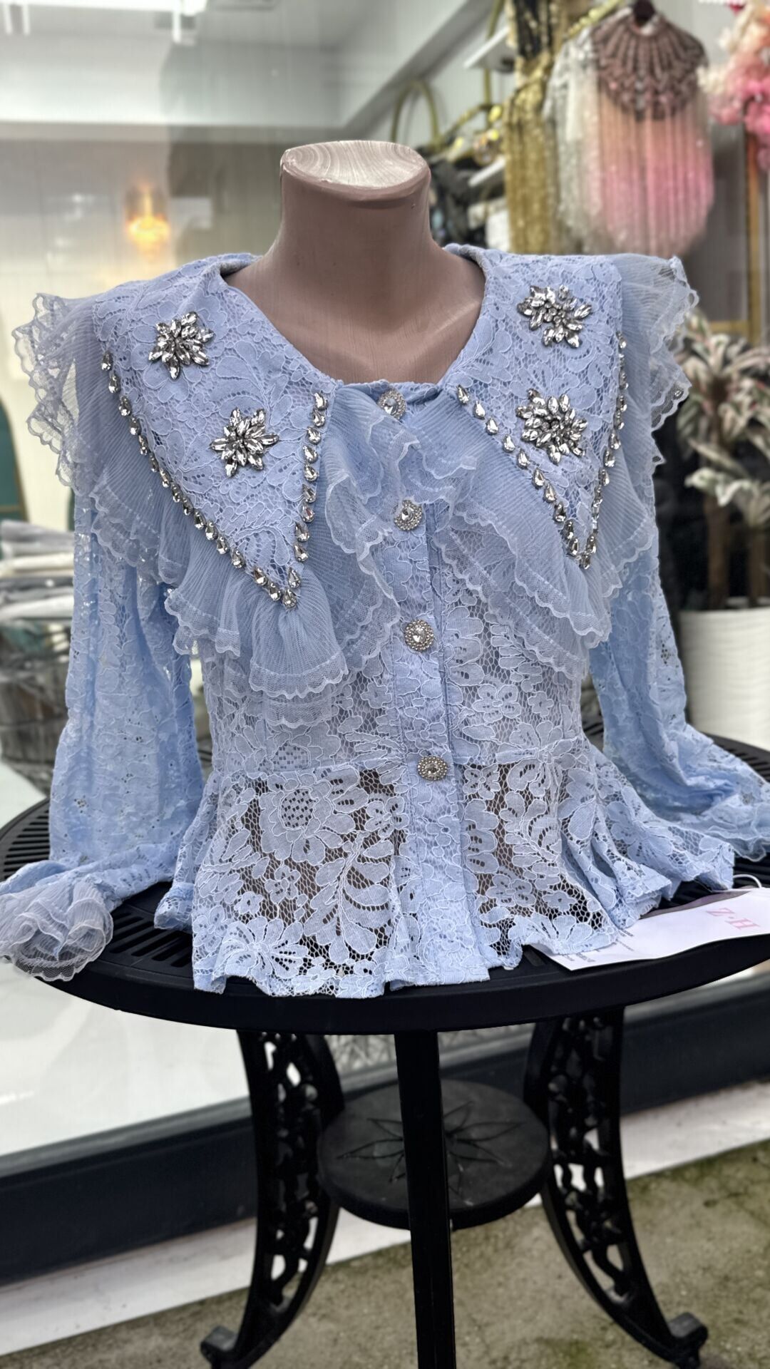 Şehrazat Butik Yaka Detaylı Tasarım Gömlek(89286) Mavi