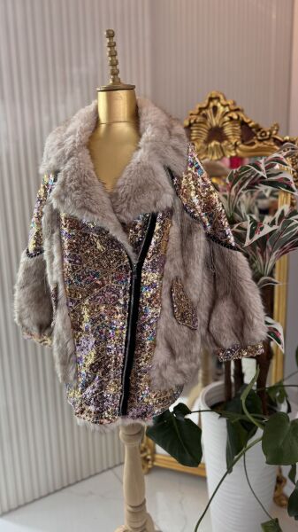 Şehrazat Butik Payetli Mahzenur Kürk Kaban