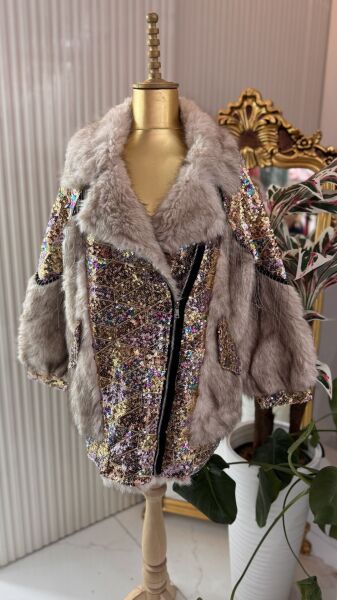 Şehrazat Butik Payetli Mahzenur Kürk Kaban