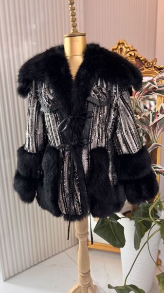 Şehrazat Butik Payetli Kürk Kaban