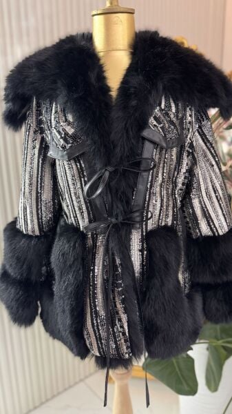 Şehrazat Butik Payetli Kürk Kaban