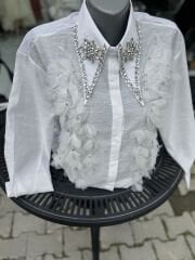 Şehrazat Butik Tüy Detaylı Tasarım Gömlek