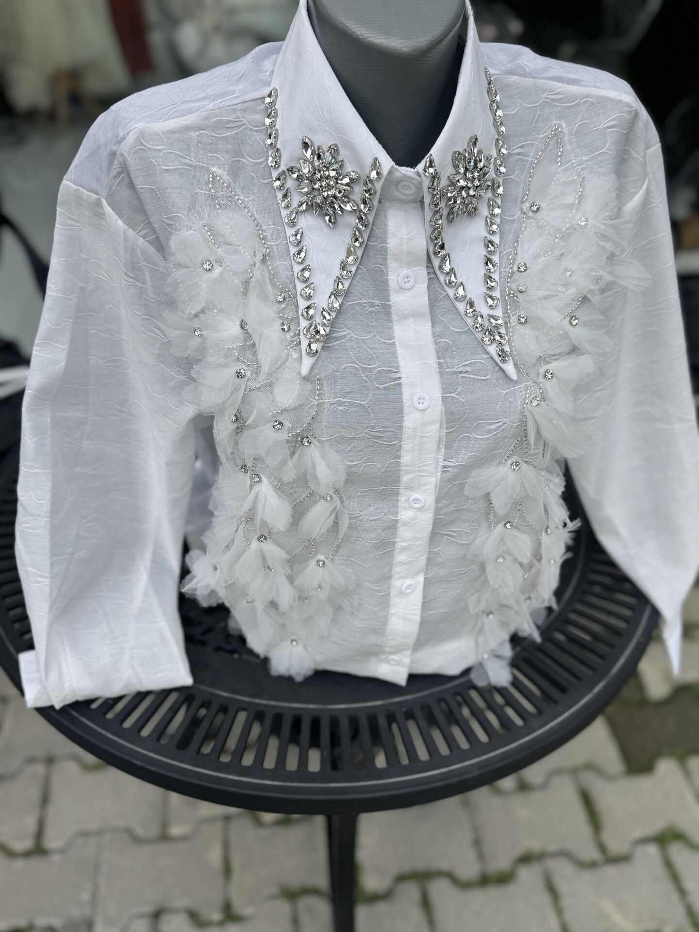 Şehrazat Butik Tüy Detaylı Tasarım Gömlek Standart