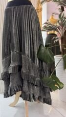 Şehrazat Butik Volanlı Simli  Etek