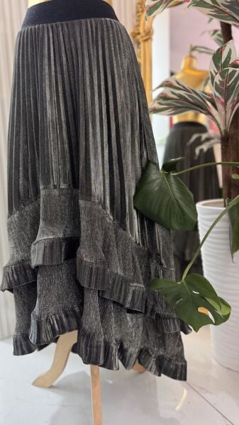 Şehrazat Butik Volanlı Simli  Etek