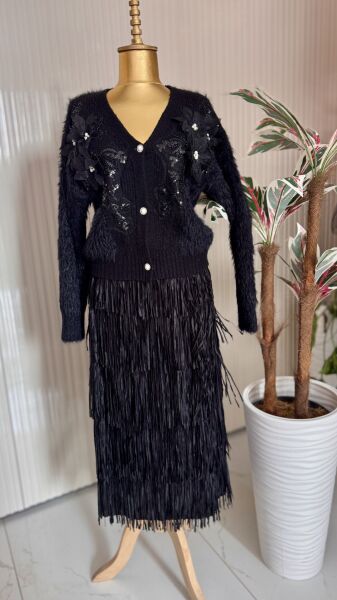 Şehrazat Butik Tasarım İşlemeli  Angora Ceket