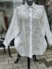 Şehrazat Butik İncili Tasarım Gömlek