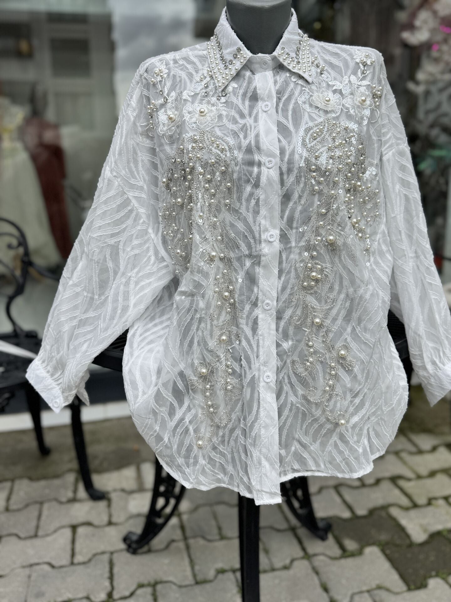 Şehrazat Butik İncili Tasarım Gömlek Standart