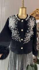 Şehrazat  Butik Tasarım İşlemeli Angora Ceket