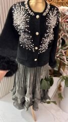 Şehrazat  Butik Tasarım İşlemeli Angora Ceket