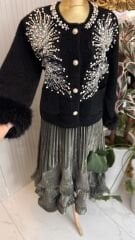 Şehrazat  Butik Tasarım İşlemeli Angora Ceket