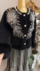 Şehrazat  Butik Tasarım İşlemeli Angora Ceket