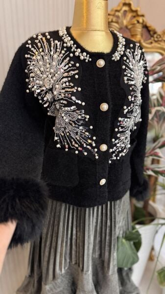 Şehrazat  Butik Tasarım İşlemeli Angora Ceket