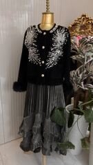 Şehrazat  Butik Tasarım İşlemeli Angora Ceket