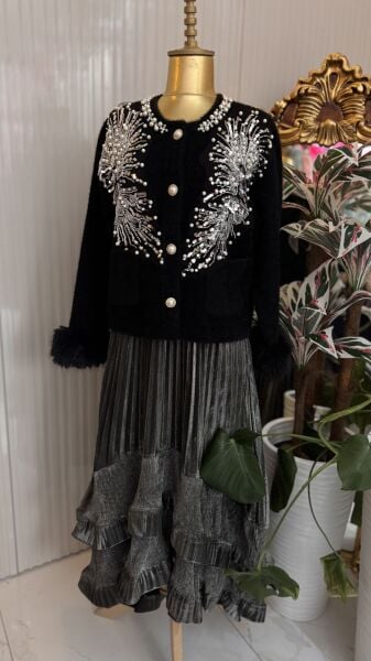 Şehrazat  Butik Tasarım İşlemeli Angora Ceket