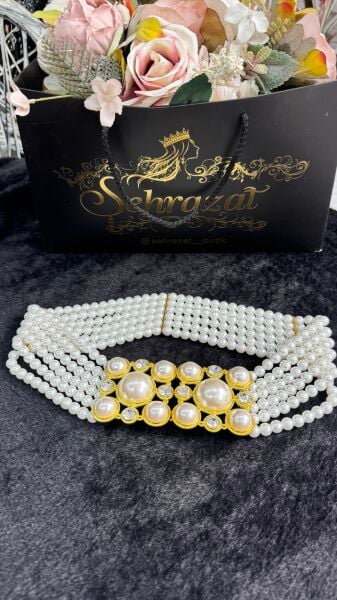 Şehrazat Tasarım İthal İnci Kemer Kalın