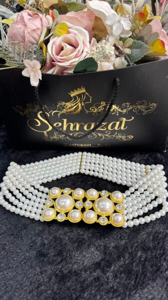 Şehrazat Tasarım İthal İnci Kemer Kalın