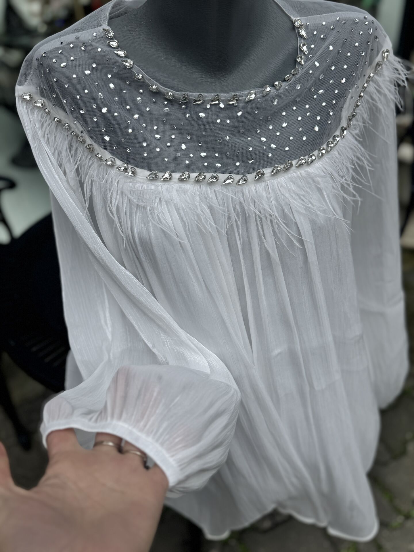 Şehrazat Butik Göğüs Tüylü Tasarım Gömlek (89930)