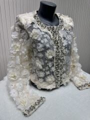 Şehrazat Butik Tasarım Şık Krem Ceket