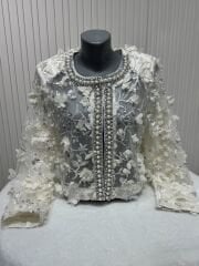 Şehrazat Butik Tasarım Şık Krem Ceket