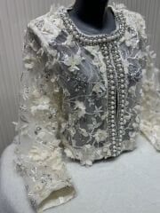 Şehrazat Butik Tasarım Şık Krem Ceket