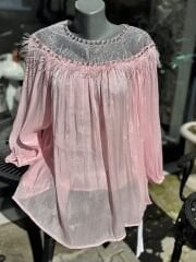 Şehrazat Butik Göğüs Tüylü Tasarım Gömlek (89930)