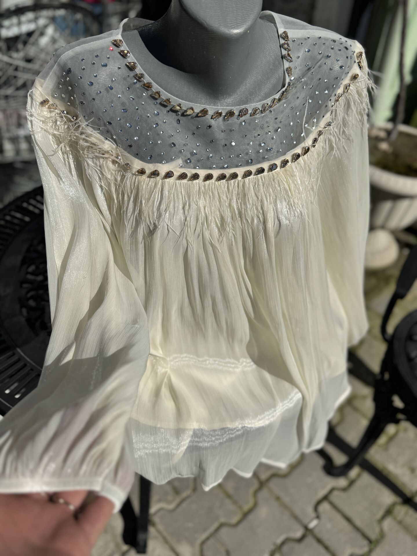 Şehrazat Butik Göğüs Tüylü Tasarım Gömlek (89930)