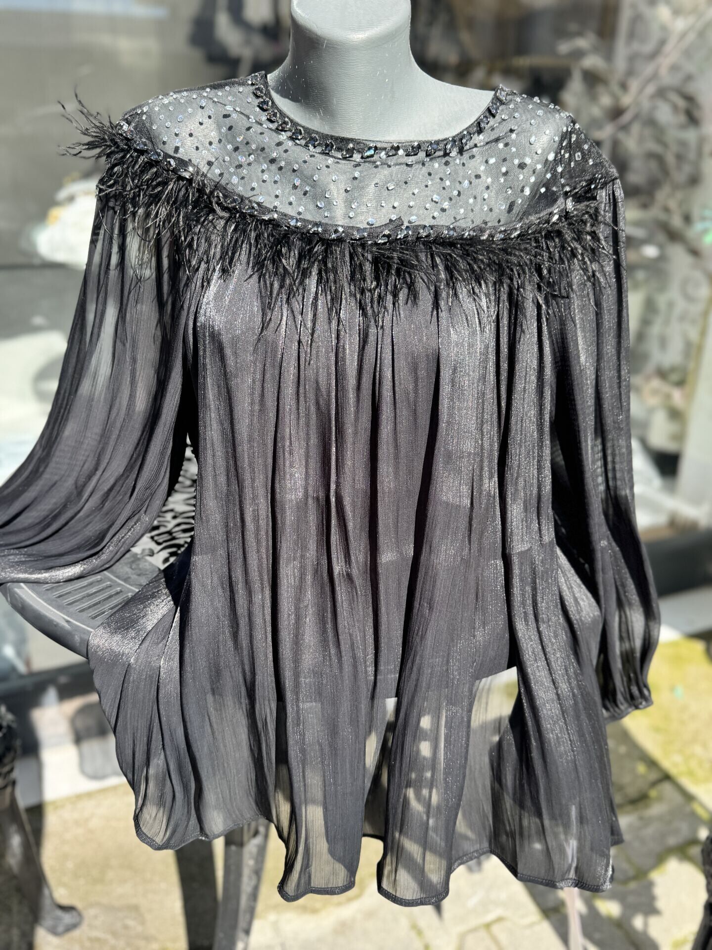 Şehrazat Butik Göğüs Tüylü Tasarım Gömlek (89930)