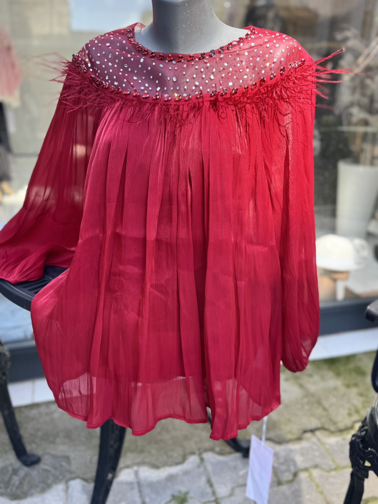 Şehrazat Butik Göğüs Tüylü Tasarım Gömlek (89930)