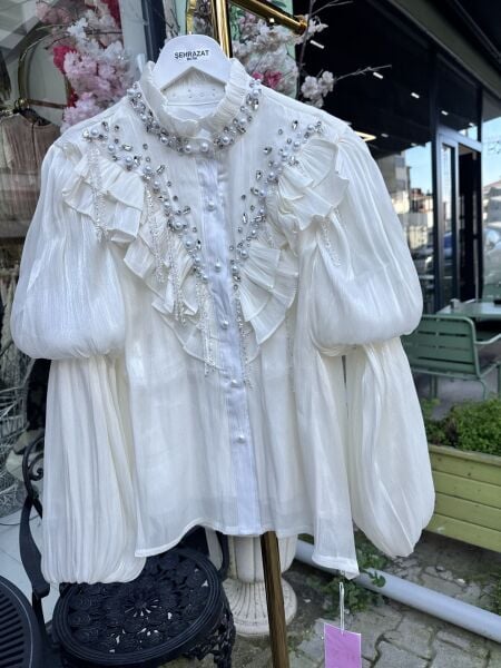 Şehrazat Butik Sarkıt Tasarım Gömlek Krem