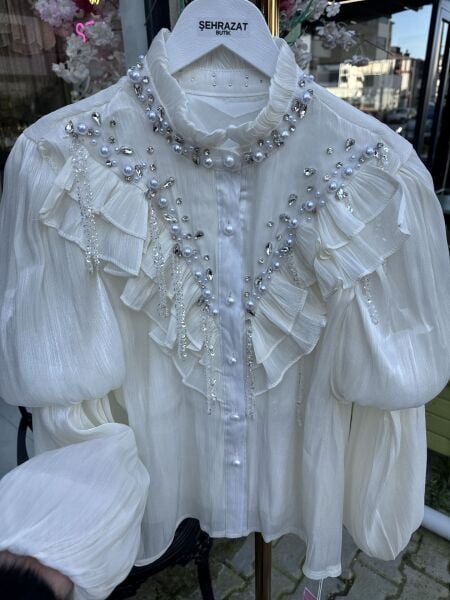 Şehrazat Butik Sarkıt Tasarım Gömlek Krem