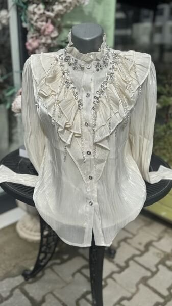 Şehrazat Butik Sarkıt Tasarım Gömlek Krem